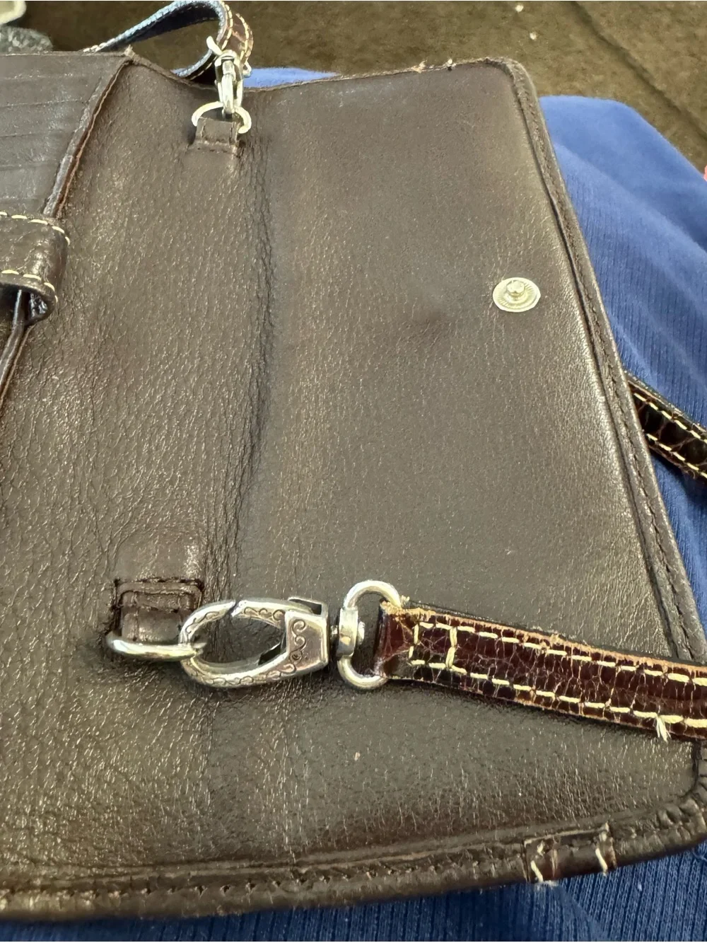 Brighton Women’s Brown Leather Wallet lwith Decorative Silver Chain